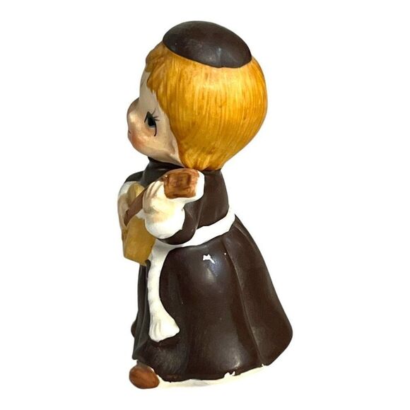 Lot 2 Vintage Ceramic Monks Friars Playing insturments Harp Banjo Made In japan - Picture 3 of 14